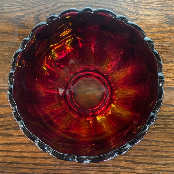 STUNNING VTG Indiana Amberina Tiara Glass Sunset Pedestal Bowl - Picture 5 of 8